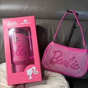 ‼️Barbie x Stanley Pink Glitter Travel Tumbler & Barbie Purse‼️